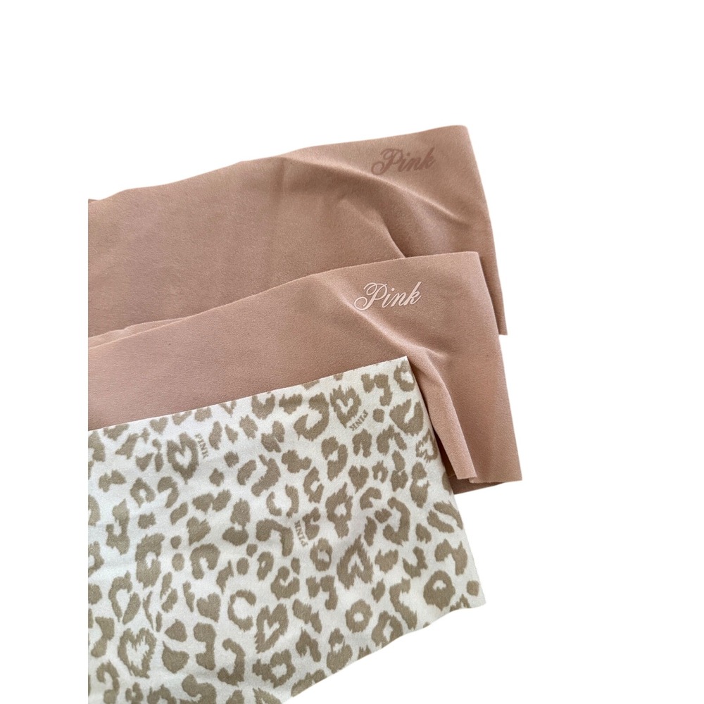 Victoria's Secret PINK No Show Thong Panty Bundle of  3 XL Blush Tan Leopard NEW - Picture 2 of 11